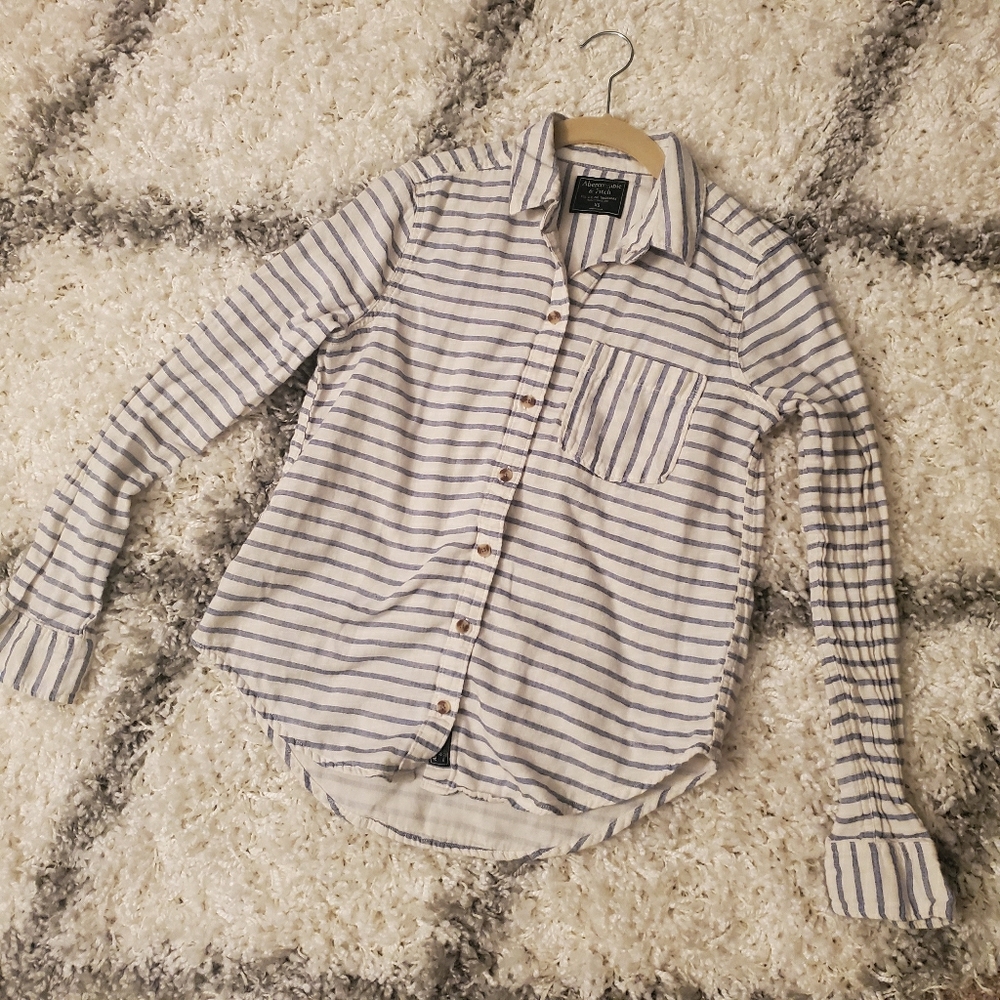 Abercrombie Button Up Striped Flannel Top